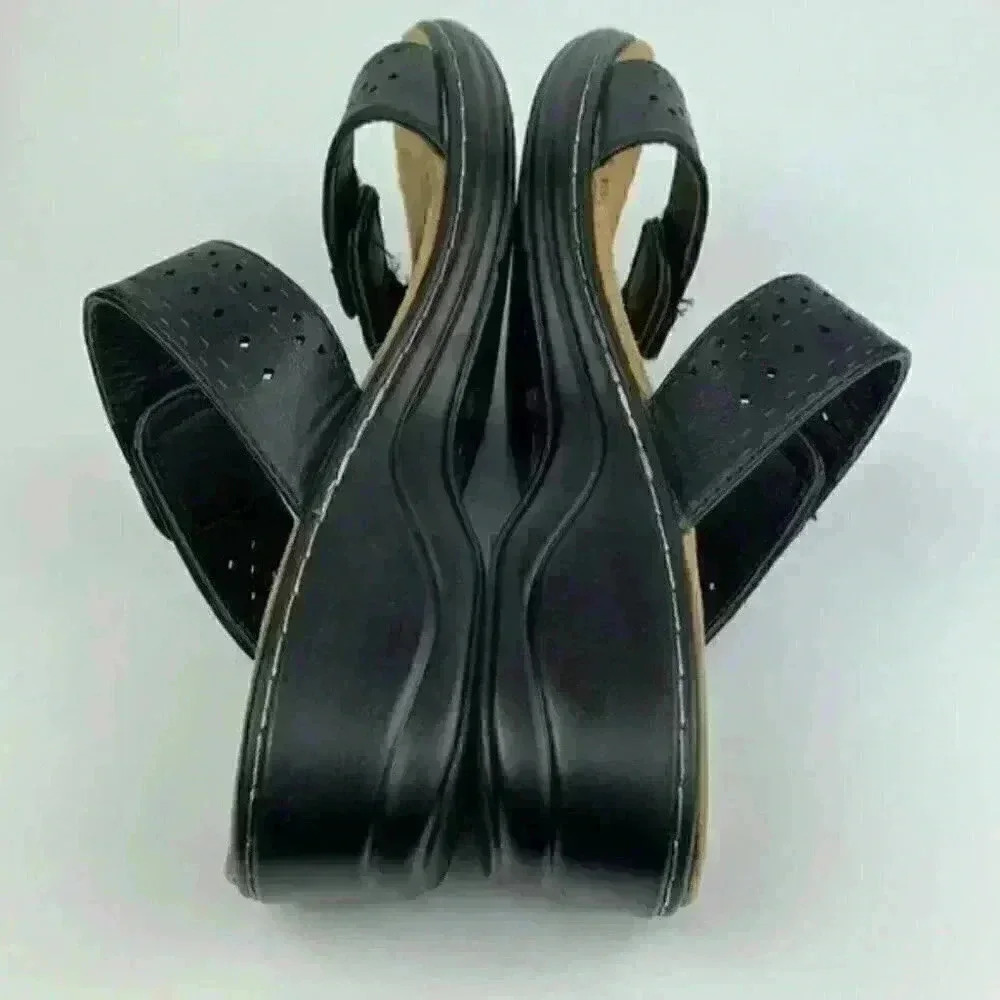 Pierre Dumas sandals size 10 black sticky strap - Picture 4 of 8